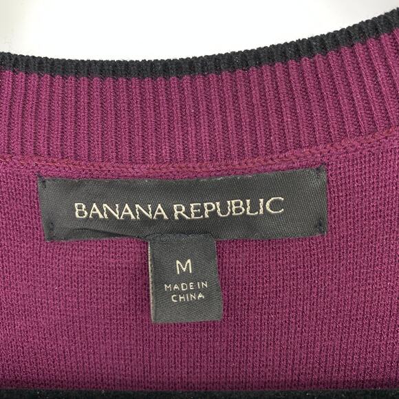 Banana Republic Dress Women's Sz M Plum Button Accent Long Sleeve Scoop Sweater - Picture 6 of 7